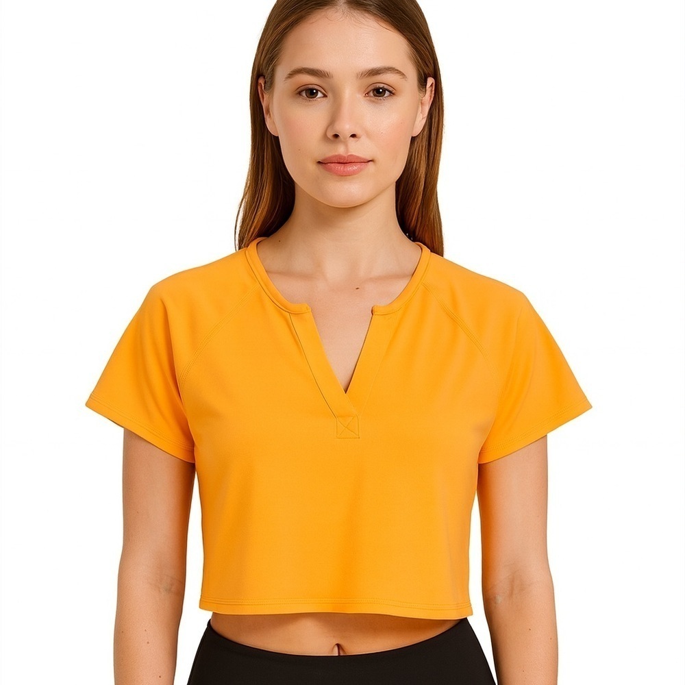 NWT Mono B Orange Cropped Short Sleeve Tee, Size Small